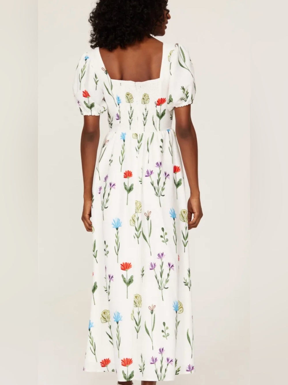 Slate & Willow Cream Maxi Dress with Red, Blue & Purple Floral Print - Picture 4 of 6